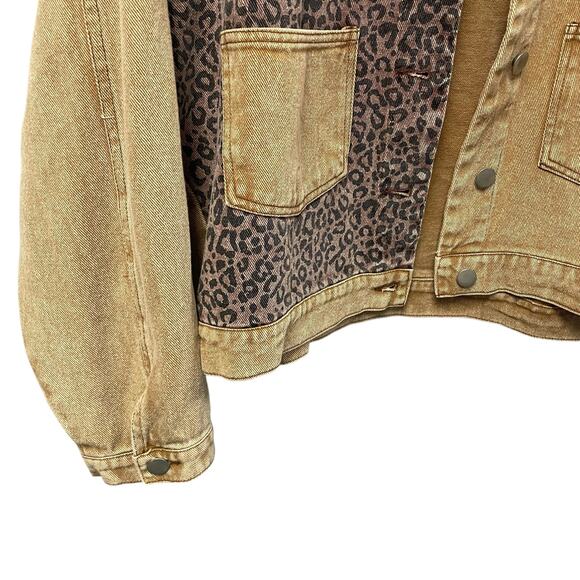 Hyfve Button Up Animal Print Contrast Denim Jacket Womens Medium - Picture 3 of 7